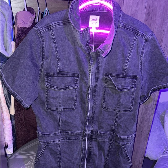 Black Utility Jumpsuit - Women's Short Sleeve One-Piece - Picture 3 of 4